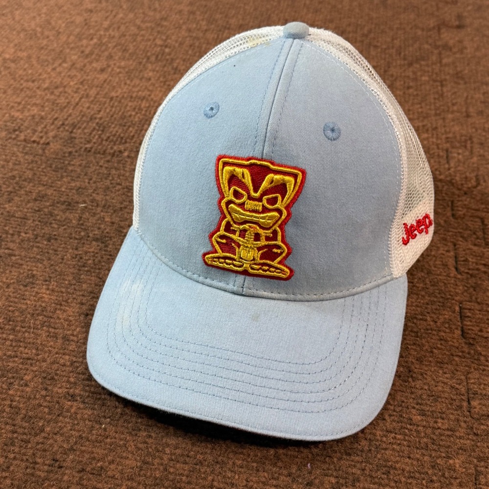Jeep Light Blue Tiki Man Mesh Back Trucker Hat Adjustable Cap sand dune buggy